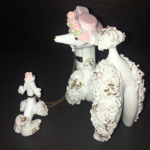 Vintage Mother and Baby Poodle Ceramic Noodle Figurines. - Picture 3 of 16